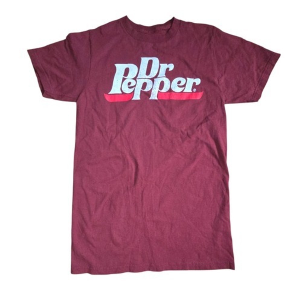Dr Pepper Graphic Classic Lettering Logo Maroon T-Shirt Size Small